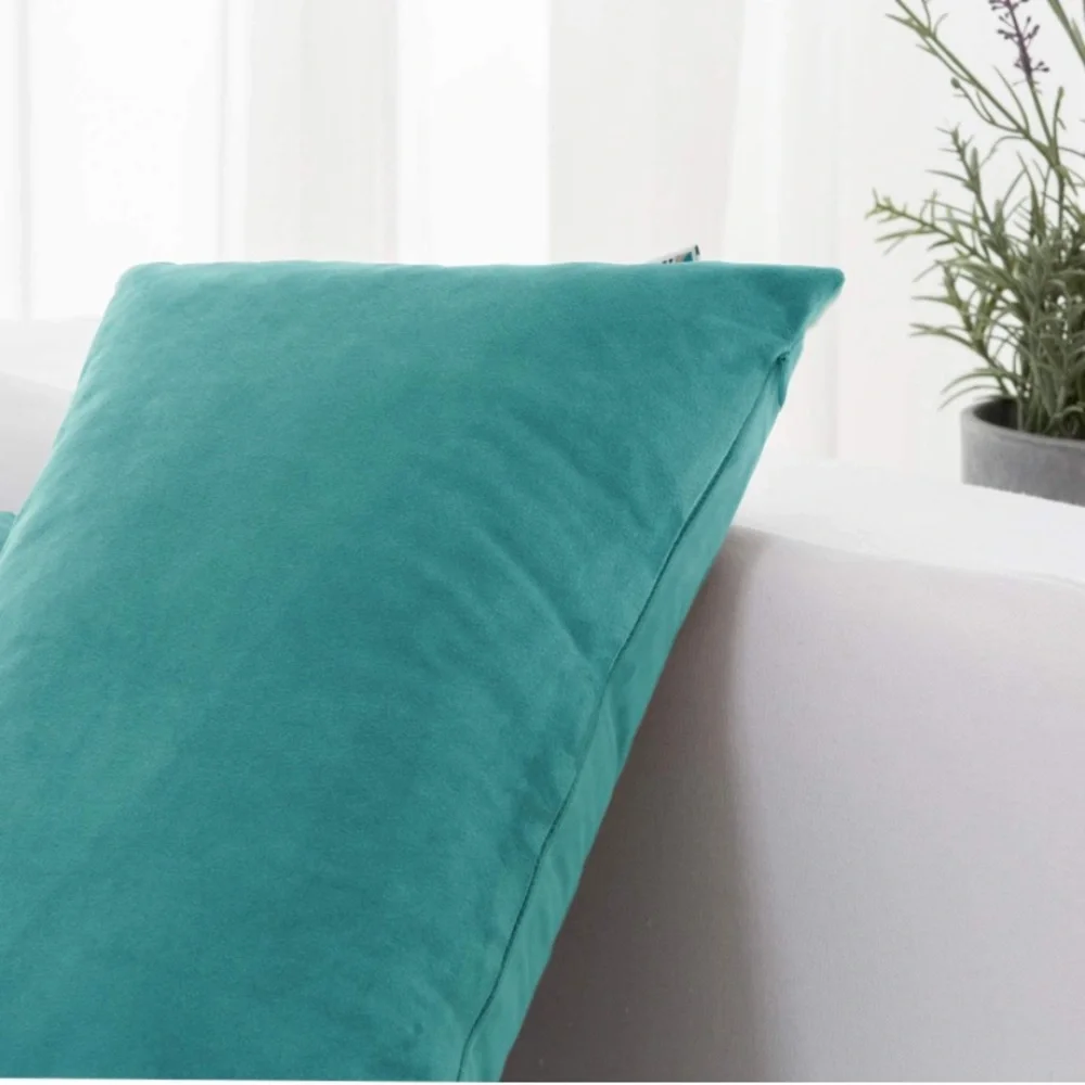 Luxury Home | Elegant Chic Turquoise Luxe Velvet Lumbar Throw Pillow Covers